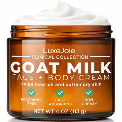 LuxeJoie Goat Milk Lotion Moisturizer – Lightweight, Fast-Absorbing Hydration for Face & Body
