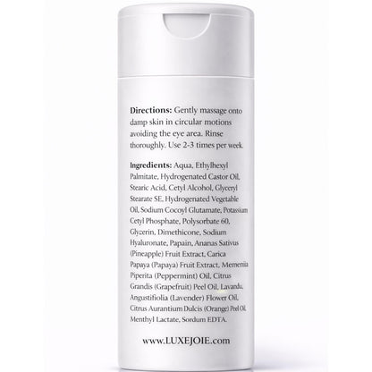 LuxeJoie Papaya Crème Enzyme Polish – Gentle Exfoliating Scrub with Papaya & Pineapple Enzymes (Face, Neck & Décolleté) 3.3 oz
