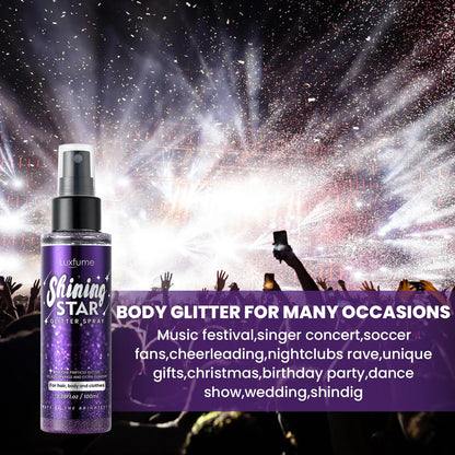 Luxfume Body Glitter Spray | Quick-Drying, Waterproof Glitter Hairspray for Stage Makeup, 3.38 oz
