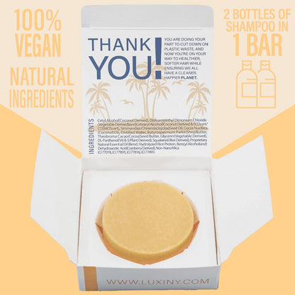 Luxiny Citrus Splash Natural Conditioner Bar — Sulfate-Free, Made in USA, 50g, Up to 70 Uses | Travel & All Hair Types