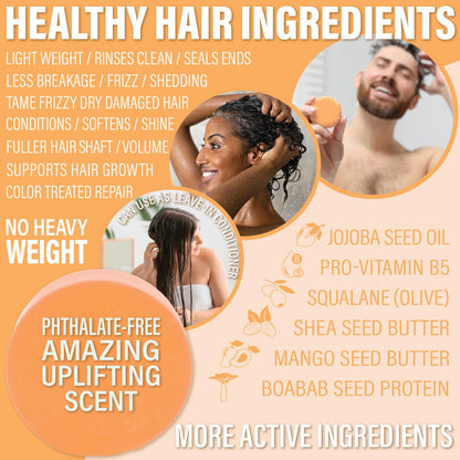 Luxiny Mango Conditioner Bar — Sulfate-Free, Travel-Ready for Normal to Dry Hair (50g, USA) | Up to 70 Uses