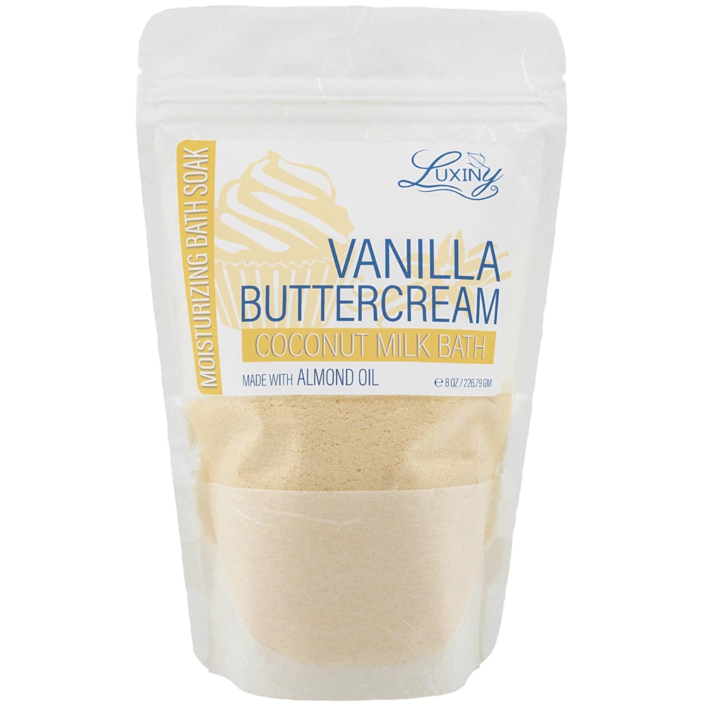 Luxiny Vegan Milk Bath Soak with Coconut Milk Powder & Sweet Almond Oil — Vanilla Buttercream, 8 oz