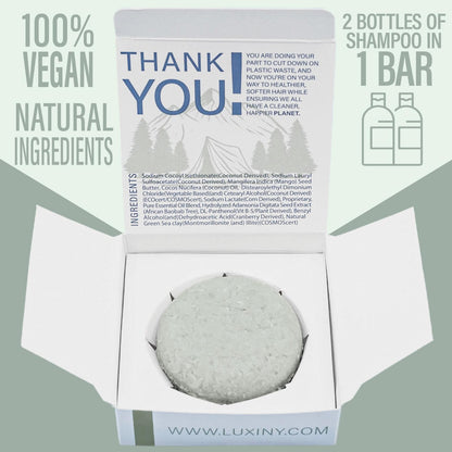 Luxiny Tea Tree Mint Shampoo Bar – Vegan, Sulfate-Free, USA-Made | Refreshing Clean