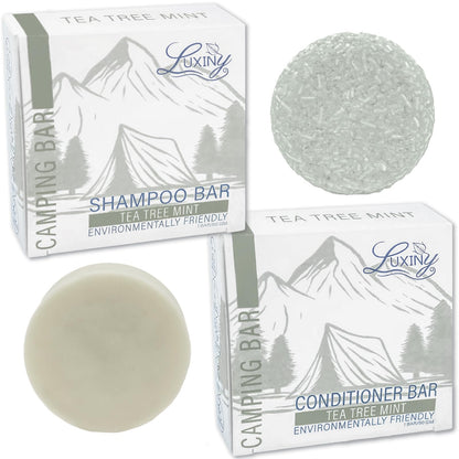 Luxiny Tea Tree Mint Shampoo & Conditioner Bar Set – Sulfate-Free, Made in USA