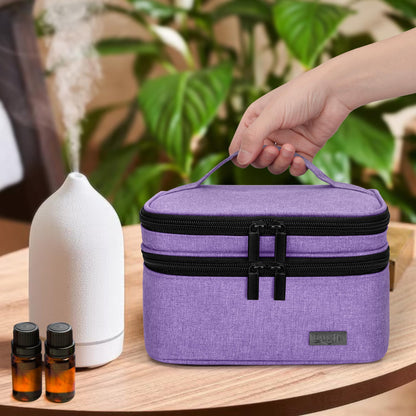 Luxja Essential Oil Carrying Case – Holds 30 Bottles (5ml-30ml) | Double-Layer Organizer (Lavender) - Bag Only