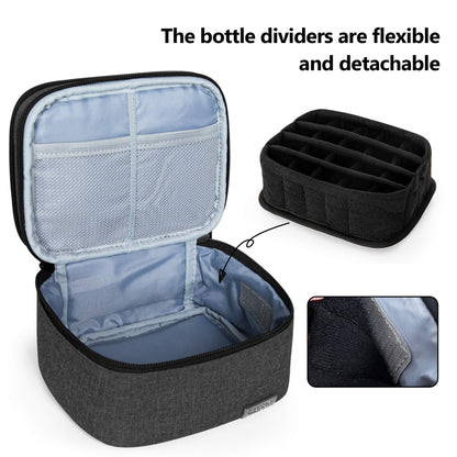 LUXJA Essential Oils Bag - Holds 20 Bottles (5–30 ml), Fits Rollers | Double-Layer Organizer | Black
