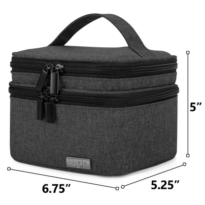 LUXJA Essential Oils Bag - Holds 20 Bottles (5–30 ml), Fits Rollers | Double-Layer Organizer | Black