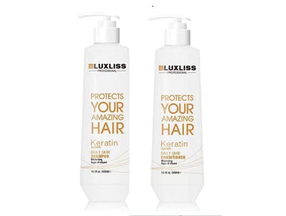Luxliss Keratin Daily Care Shampoo & Conditioner Set – 2 Pack (16 oz each) for Chemically Treated Hair, Anti-Frizz & Repair