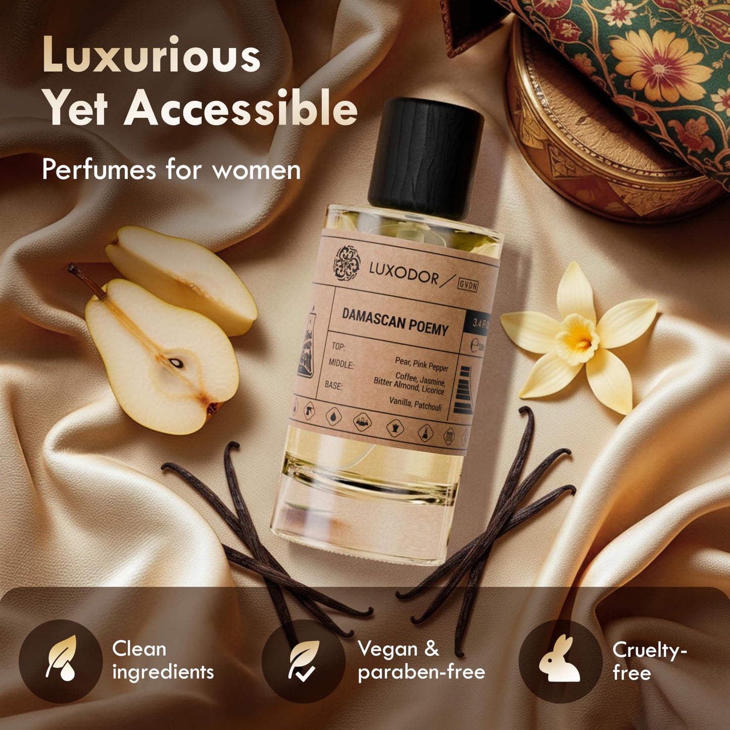 Luxodor Damascus Poemy – Inspired by Y S.L.'s Black Opium | 100ml + 10ml Roll-On for Women