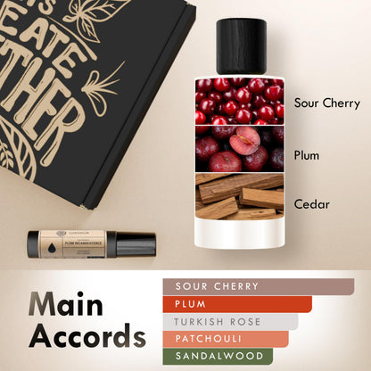 Luxodor Plum Incandescence — Lost Cherry Inspired Unisex Perfume, 100 ml + 10 ml Roll-On Oil