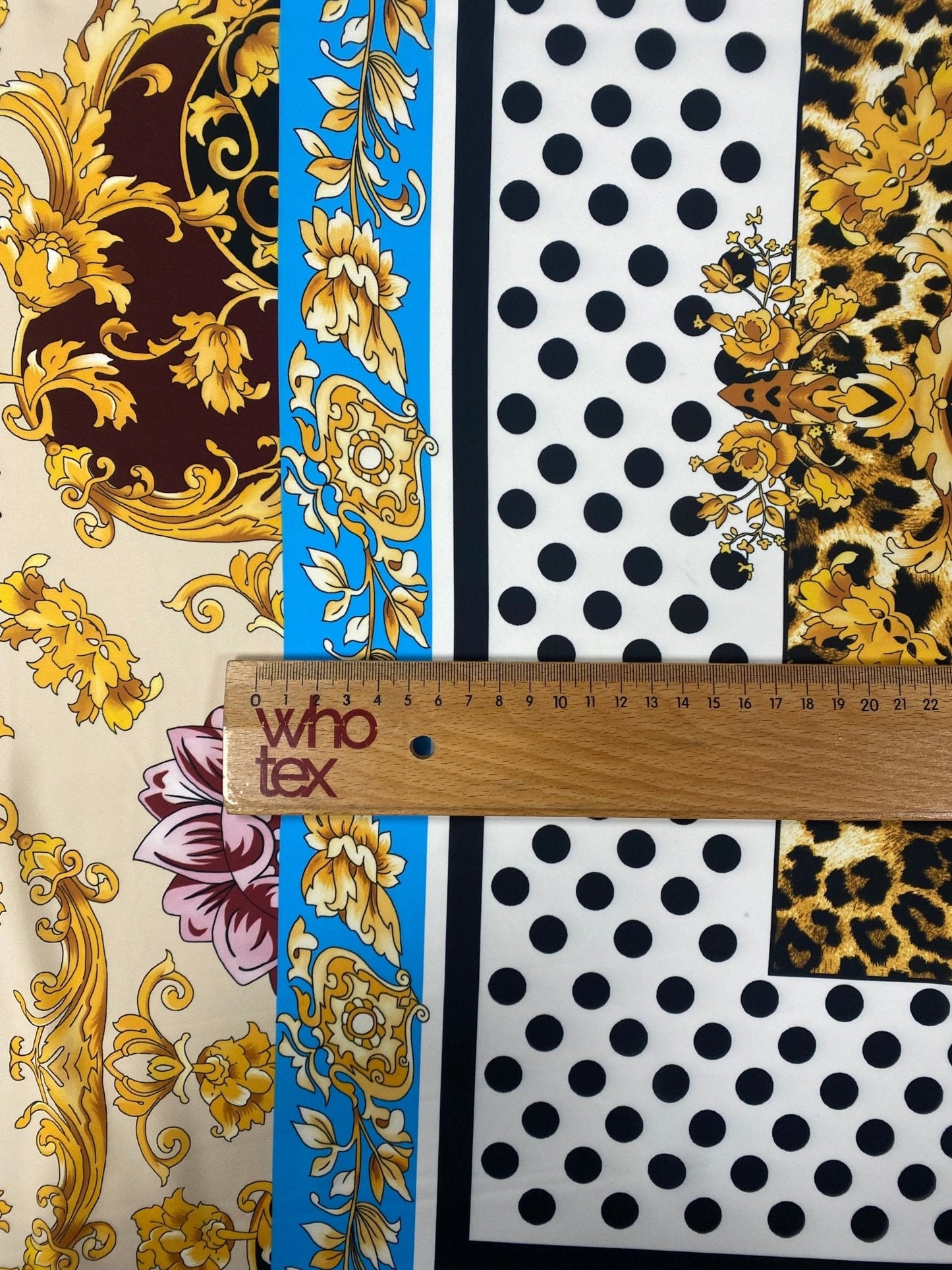 Luxury Baroque Leopard Print Fabric with Polka Dots by Metre