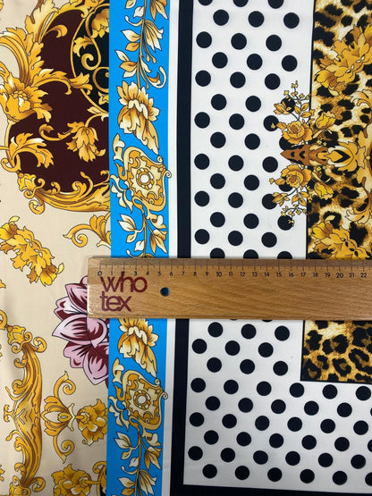 Luxury Baroque Leopard Print Fabric with Polka Dots by Metre