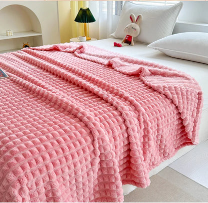 Luxury Imitation Fur Flannel Blanket – Ultra-Soft Winter Throw for Bed, Sofa, or Office Nap