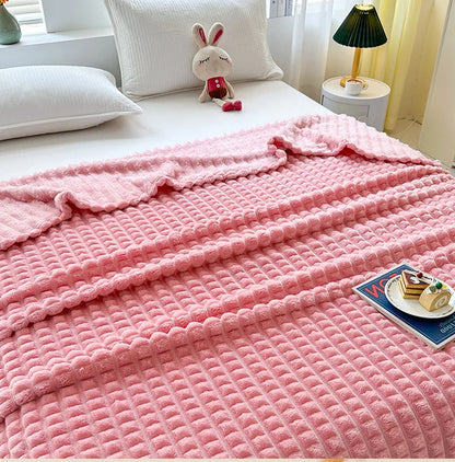 Luxury Imitation Fur Flannel Blanket – Ultra-Soft Winter Throw for Bed, Sofa, or Office Nap