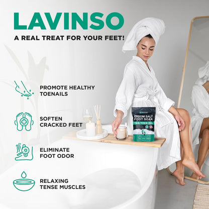 LV LAVINSO Tea Tree Oil Foot Soak with Epsom Salt – Made in USA