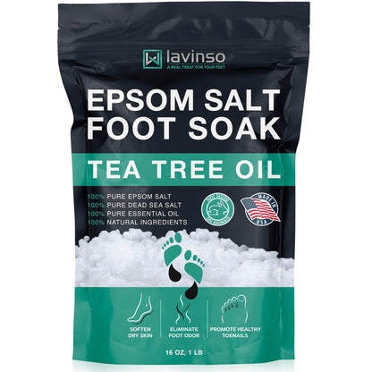 LV LAVINSO Tea Tree Oil Foot Soak with Epsom Salt – Made in USA