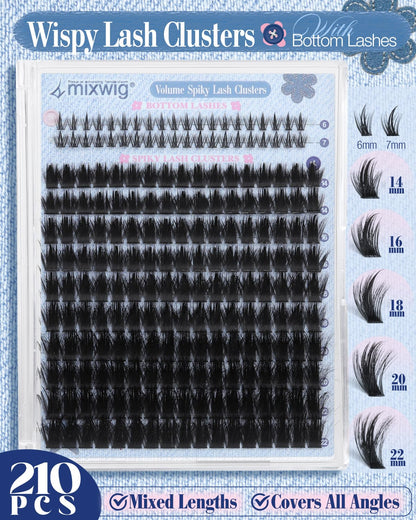 Lvmixwig Wispy Lash Clusters Kit — Spikes & Bottom Lashes, Bond & Seal
