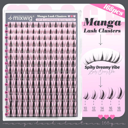 Lvmixwig Manga Lash Clusters – Spiky Anime Lashes (10–18mm)