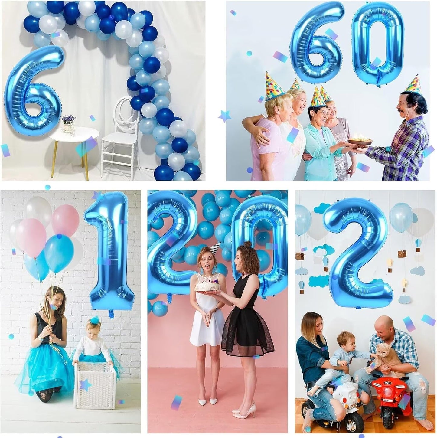 LVMOQIQIU 40 Inch Blue Foil Number Balloon 22 – Large Party Decor for Birthday, Anniversary, Wedding