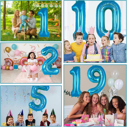 LVMOQIQIU 40 Inch Blue Foil Number Balloon 22 – Large Party Decor for Birthday, Anniversary, Wedding