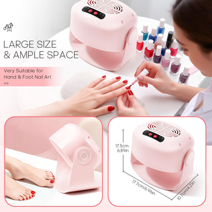 LXIANGN Nail Fan Dryer — Adjustable Wind, 100° Rotatable Head, Safe Hot & Cool Air for Regular Polish