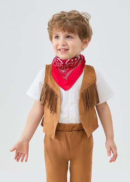 LXKIKMM Western Cowboy Style Kids Vest with Bandana – Size 7-8 Years