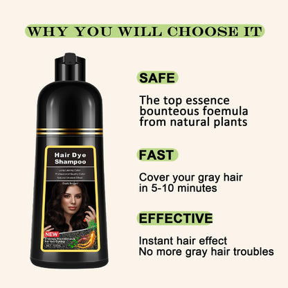 Lymznus Instant Dark Brown Hair Dye Shampoo — 3-in-1 Color, Cleanse & Condition (17.6 oz)