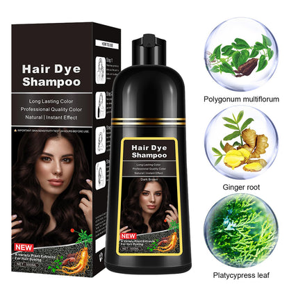 Lymznus Instant Dark Brown Hair Dye Shampoo — 3-in-1 Color, Cleanse & Condition (17.6 oz)