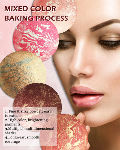LYSdefeu Baked Blush Peachy Marble Palette – Cruelty-Free Glow Powder