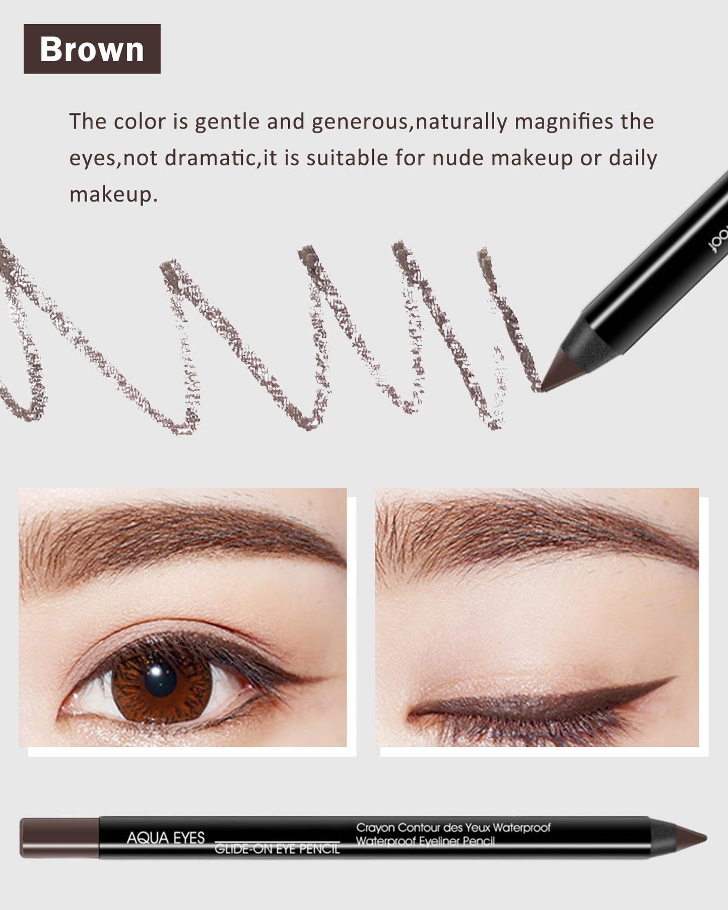 LYSdefeu Gel Eyeliner Pencil 3Pcs Brown – Waterproof, Smudge-Proof Matte Eye Liner Set