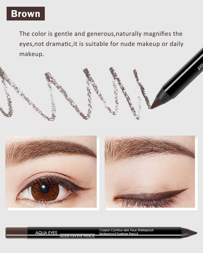 LYSdefeu Gel Eyeliner Pencil 3Pcs Brown – Waterproof, Smudge-Proof Matte Eye Liner Set