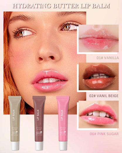 LYSdefeu Butter Tinted Lip Balm Set A — 3 Colors Vanilla Beige Brown Pink Sugar + Clear Jelly Tint