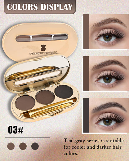 LYSdefeu Eyebrow Powder Makeup Kit – 3 Color Matte Palette with Mirror & Tools