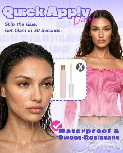 LZM Self-Adhesive Eyelashes – Glueless 7-10mm, Natural Look, All-Day Waterproof Hold + Tweezer Kit
