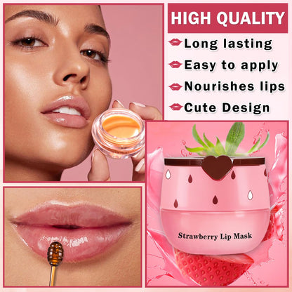 LZXLUKGIR 10Pcs Honey Pot Lip Balm – Moisturizing Lip Care Set & Overnight Lip Mask