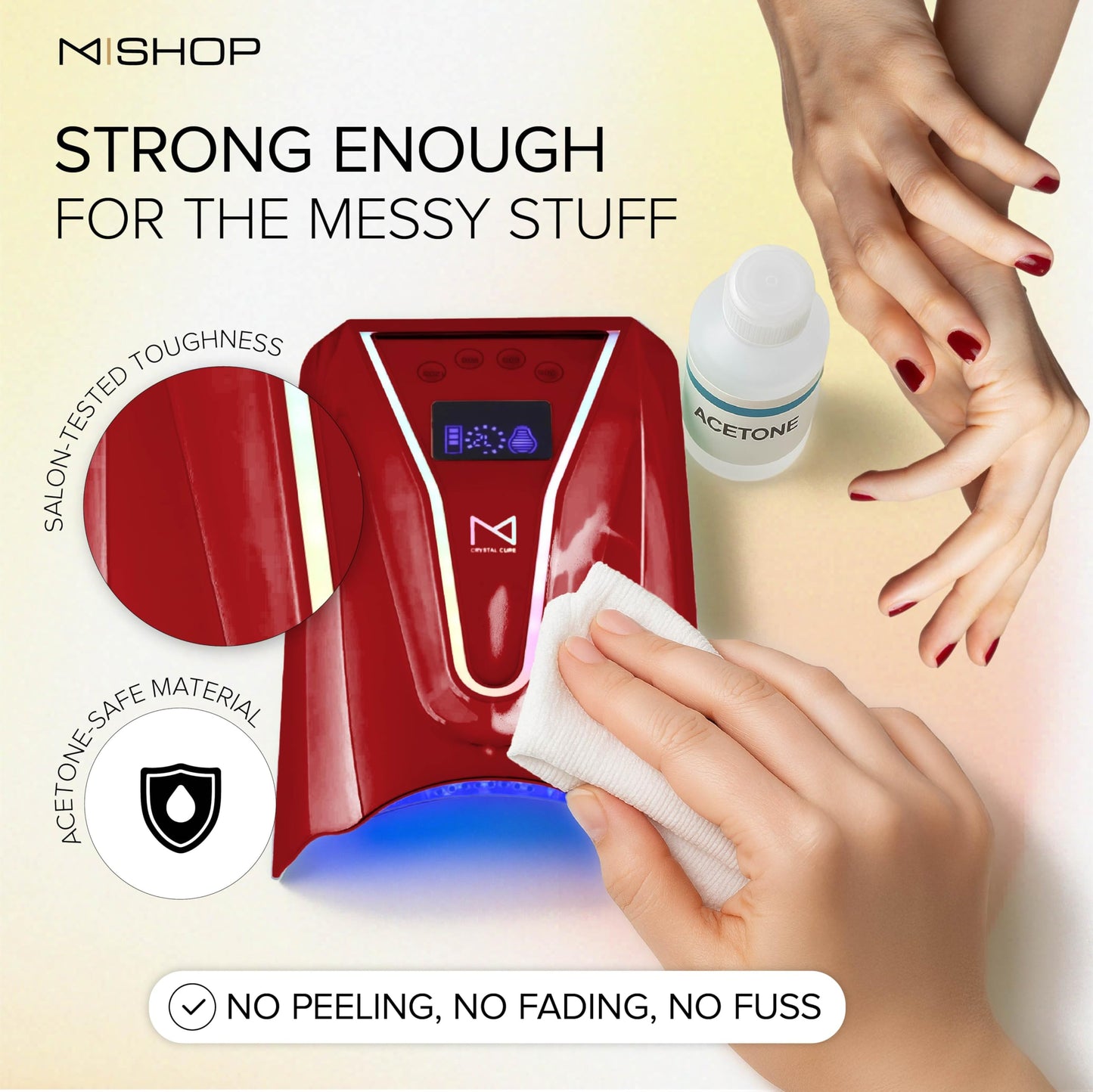M Crystal Cure 128W UV Nail Lamp — Fast Gel Curing, Cordless Rechargeable, Auto Sensor