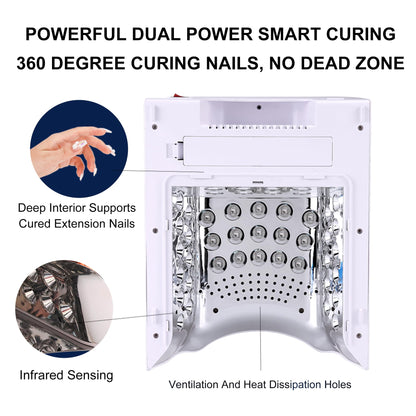 M Crystal Cure 128W UV Nail Lamp – Unicorn Purple, Cordless & Auto Sensor, 45 LEDs