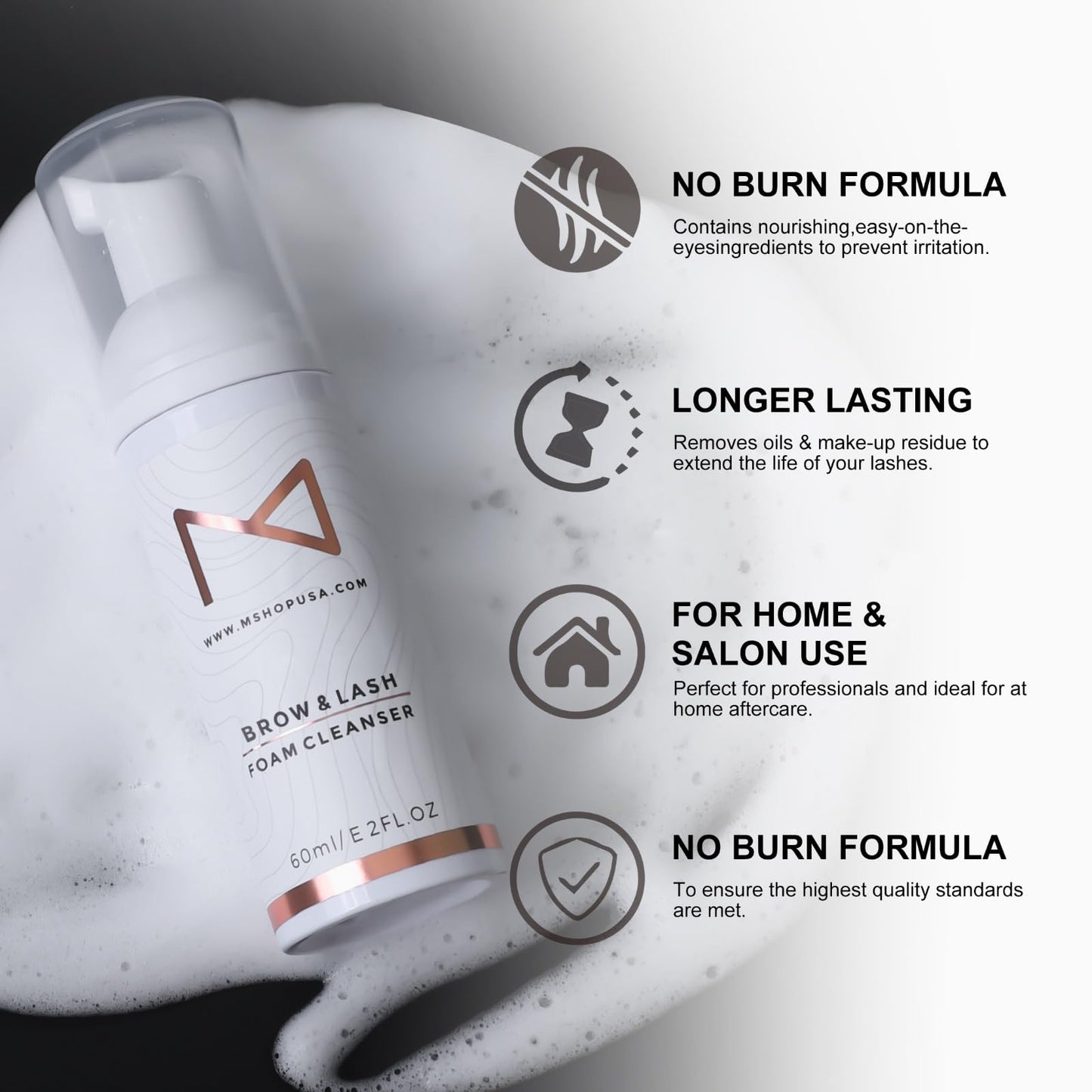 M – Permanent Makeup Brow & Lash Foam Cleanser (60ml) | Gentle PMU Cleaning Solution for Eyelash Extensions