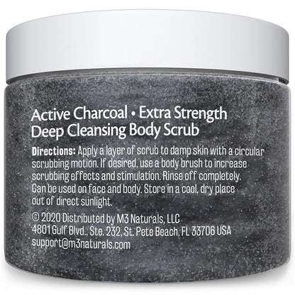Exfoliating Charcoal Scrub with Collagen & Stem Cells – M3 Naturals Body & Face Salt Scrub