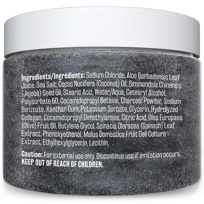 Exfoliating Charcoal Scrub with Collagen & Stem Cells – M3 Naturals Body & Face Salt Scrub