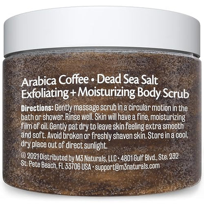 M3 Naturals Arabica Coffee Scrub – Exfoliating Body, Face & Hand Scrub with Collagen (12oz)