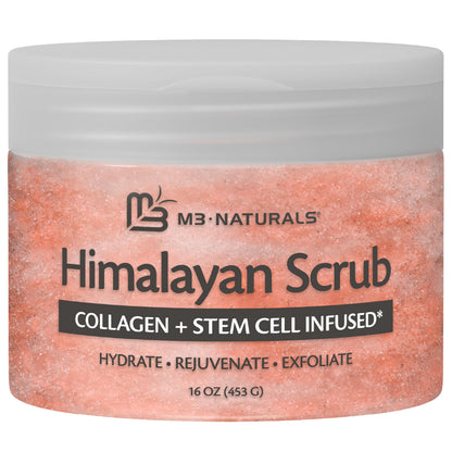 M3 Naturals Himalayan Salt Scrub – Exfoliate Face, Body & Feet with Collagen & Stem Cells | 16 oz