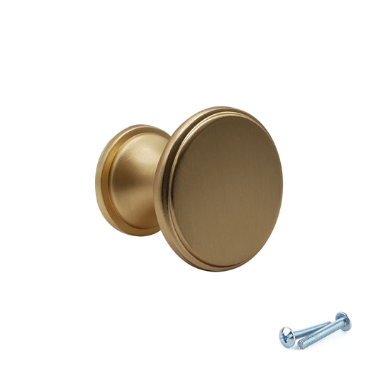 M4TEC Knob Handle Brushed Brass Doors or Cupboards VG7 Series 25mm