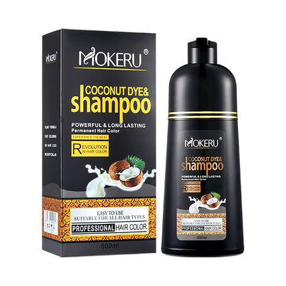 Maani MOKERU Professional Argan Coconut Oil Hair Dye Color Shampoo – 5-Minute Black Color, 500 ml
