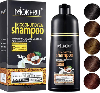 Maani MOKERU Professional Argan Coconut Oil Hair Dye Color Shampoo – 5-Minute Black Color, 500 ml