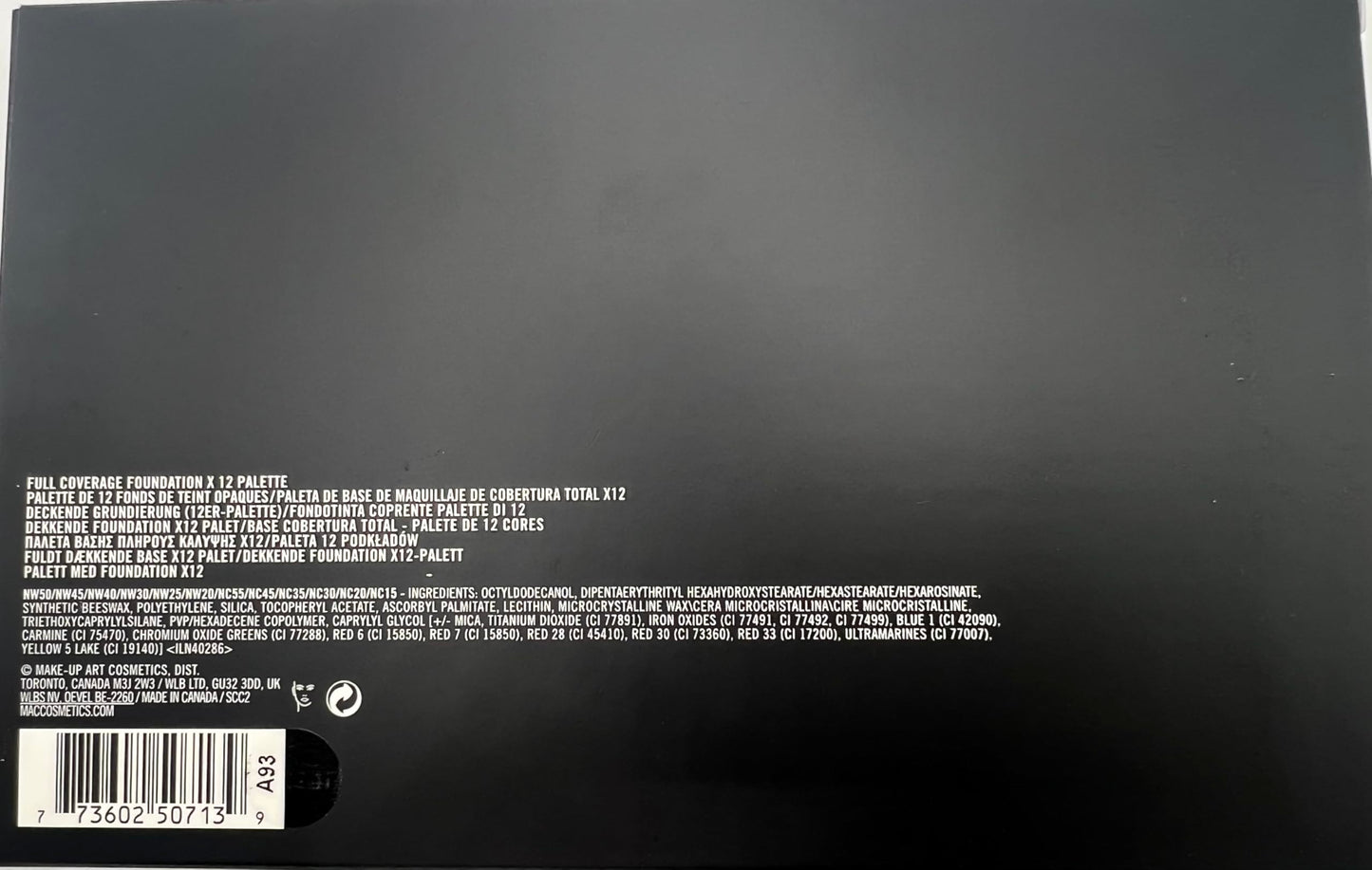 MAC Full Coverge Foundation x 12 Pro Palette — 1 oz / 30 g (12 Shades)
