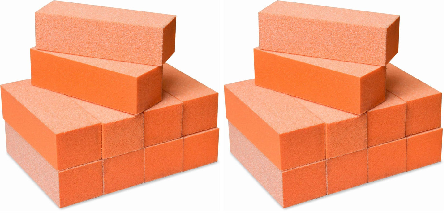 Maccibelle Durable Nail Buffer 60/100 Grit Orange – Buffing Block for Acrylic, Dip Powder & Natural Nails (Pack of 2)