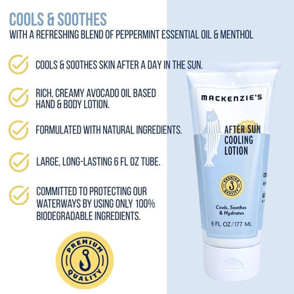 MacKenzie's After Sun Cooling Lotion – Natural Body Lotion (6 oz) | Gifts for Men, Fishermen, Cooks, Gardeners