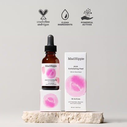 Mad Hippie AHA Exfoliating Peel – Lactic & Glycolic Acids, Goji Berry, Peptides, Hyaluronic Acid & Niacinamide, 1.02 oz
