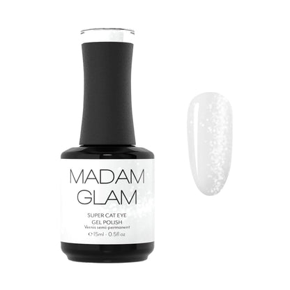 Madam Glam White Cat Eye Gel Polish 15ml – Magnetic Nail Art, Long-Lasting, Vegan, Hema-Free
